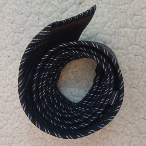 Villa Ponti Brown/Light Blue Stripe Silk Tie (Made in Italy) - Picture 10 of 10